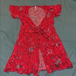 Solgee floral short sleeve wrap dress